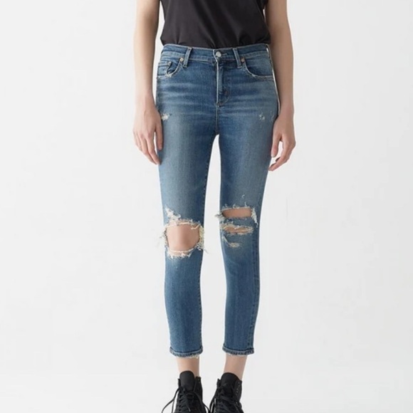 AGOLDE Women’s Sophie High Rise Skinny Distressed Ankle Crop Denim Jeans 25 - Picture 15 of 15